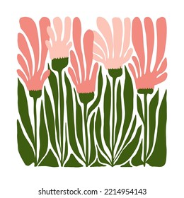 Floral abstract elements. Botanical composition. Modern trendy Matisse minimal style. Floral poster, invite. Vector arrangements for greeting card or invitation design