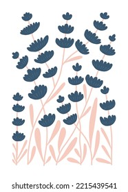 Floral abstract elements. Botanical composition. Modern trendy Matisse minimal style. Floral poster, invite. Vector arrangements for greeting card or invitation design