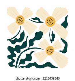 Floral abstract elements. Botanical composition. Modern trendy Matisse minimal style. Floral poster, invite. Vector arrangements for greeting card or invitation design