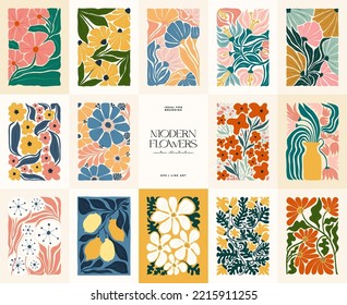 Floral abstract elements. Botanical composition. Modern trendy Matisse minimal style. Floral poster, invite. Vector arrangements for greeting card or invitation design - Shutterstock ID 2215911255