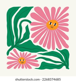 Floral abstract elements. Botanical composition. Modern trendy Matisse minimal style. Floral poster, invite. Vector arrangements for greeting card or invitation design