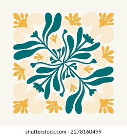 Abstrakte florale Elemente. Botanische Zusammensetzung. Moderner Stil Matisse minimalistisch. Blumenposter, lade ein. Vektorgrafik-Arrangements für Grußkarten oder Einladungen