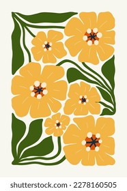 Floral abstract elements. Botanical composition. Modern trendy Matisse minimal style. Floral poster, invite. Vector arrangements for greeting card or invitation design