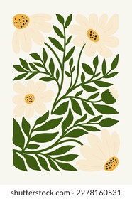 Floral abstract elements. Botanical composition. Modern trendy Matisse minimal style. Floral poster, invite. Vector arrangements for greeting card or invitation design
