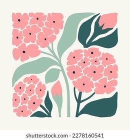 Floral abstract elements. Botanical composition. Modern trendy Matisse minimal style. Floral poster, invite. Vector arrangements for greeting card or invitation design