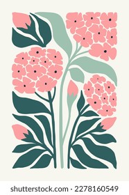 Floral abstract elements. Botanical composition. Modern trendy Matisse minimal style. Floral poster, invite. Vector arrangements for greeting card or invitation design