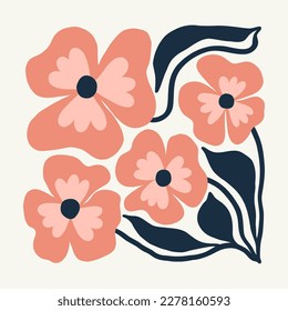 Floral abstract elements. Botanical composition. Modern trendy Matisse minimal style. Floral poster, invite. Vector arrangements for greeting card or invitation design