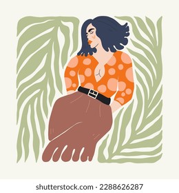 Floral abstract elements. Botanical composition. Modern trendy Matisse minimal style. Floral poster, girls, fashion invite. Vector arrangements for greeting card or invitation design