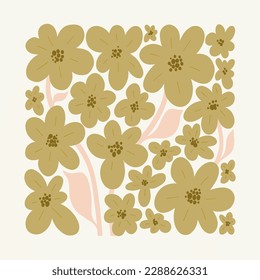 Floral abstract elements. Botanical composition. Modern trendy Matisse minimal style. Floral poster, girls, fashion invite. Vector arrangements for greeting card or invitation design