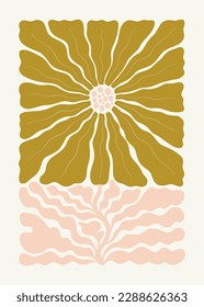 Floral abstract elements. Botanical composition. Modern trendy Matisse minimal style. Floral poster, girls, fashion invite. Vector arrangements for greeting card or invitation design