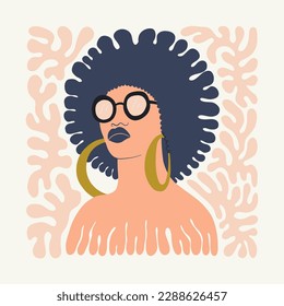 Abstrakte florale Elemente. Botanische Zusammensetzung. Moderner Stil Matisse minimalistisch. Blumenposter, Mädchen, Mode laden ein. Vektorgrafik-Arrangements für Grußkarten oder Einladungen