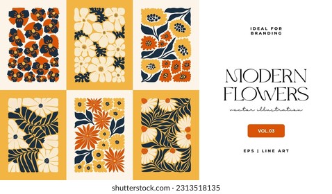 Floral abstract elements. Botanical composition. Modern trendy Matisse minimal style. Floral poster, invite. Vector arrangements for greeting card or invitation design