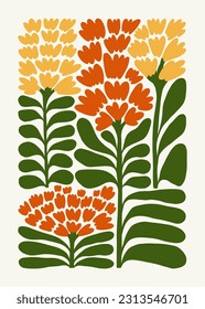 Floral abstract elements. Botanical composition. Modern trendy Matisse minimal style. Floral poster, invite. Vector arrangements for greeting card or invitation design