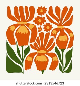 Floral abstract elements. Botanical composition. Modern trendy Matisse minimal style. Floral poster, invite. Vector arrangements for greeting card or invitation design