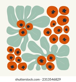 Abstrakte florale Elemente. Botanische Zusammensetzung. Moderner Stil Matisse minimalistisch. Blumenposter, lade ein. Vektorgrafik-Arrangements für Grußkarten oder Einladungen