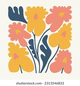 Abstrakte florale Elemente. Botanische Zusammensetzung. Moderner Stil Matisse minimalistisch. Blumenposter, lade ein. Vektorgrafik-Arrangements für Grußkarten oder Einladungen