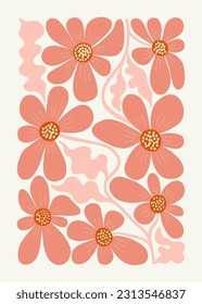 Floral abstract elements. Botanical composition. Modern trendy Matisse minimal style. Floral poster, invite. Vector arrangements for greeting card or invitation design