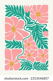 Abstrakte florale Elemente. Botanische Zusammensetzung. Moderner Stil Matisse minimalistisch. Blumenposter, lade ein. Vektorgrafik-Arrangements für Grußkarten oder Einladungen