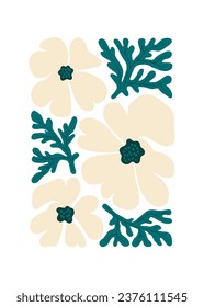 Floral abstract elements. Botanical composition. Modern trendy Matisse minimal style. Floral poster, invite. Vector arrangements for greeting card or invitation design