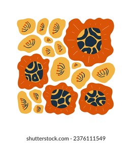 Abstrakte florale Elemente. Botanische Zusammensetzung. Moderner Stil Matisse minimalistisch. Blumenposter, lade ein. Vektorgrafik-Arrangements für Grußkarten oder Einladungen