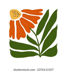Floral abstract elements. Botanical composition. Modern trendy Matisse minimal style. Floral poster, invite. Vector arrangements for greeting card or invitation design