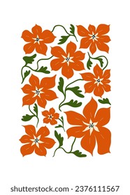 Floral abstract elements. Botanical composition. Modern trendy Matisse minimal style. Floral poster, invite. Vector arrangements for greeting card or invitation design