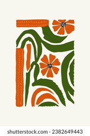 Floral abstract elements. Botanical composition. Modern trendy Matisse minimal style. Floral poster, invite. Vector arrangements for greeting card or invitation design