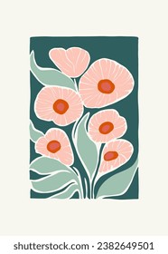 Floral abstract elements. Botanical composition. Modern trendy Matisse minimal style. Floral poster, invite. Vector arrangements for greeting card or invitation design
