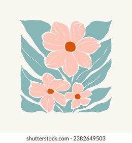Floral abstract elements. Botanical composition. Modern trendy Matisse minimal style. Floral poster, invite. Vector arrangements for greeting card or invitation design