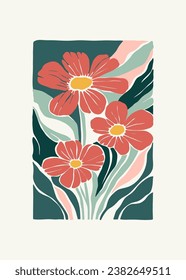 Floral abstract elements. Botanical composition. Modern trendy Matisse minimal style. Floral poster, invite. Vector arrangements for greeting card or invitation design