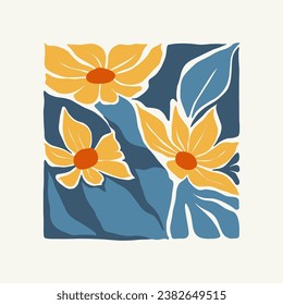 Floral abstract elements. Botanical composition. Modern trendy Matisse minimal style. Floral poster, invite. Vector arrangements for greeting card or invitation design