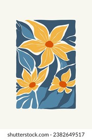 Floral abstract elements. Botanical composition. Modern trendy Matisse minimal style. Floral poster, invite. Vector arrangements for greeting card or invitation design