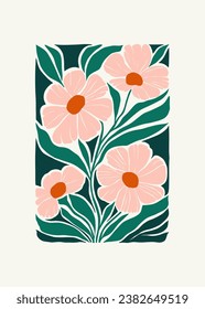 Floral abstract elements. Botanical composition. Modern trendy Matisse minimal style. Floral poster, invite. Vector arrangements for greeting card or invitation design