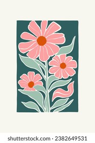 Floral abstract elements. Botanical composition. Modern trendy Matisse minimal style. Floral poster, invite. Vector arrangements for greeting card or invitation design