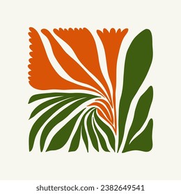 Floral abstract elements. Botanical composition. Modern trendy Matisse minimal style. Floral poster, invite. Vector arrangements for greeting card or invitation design