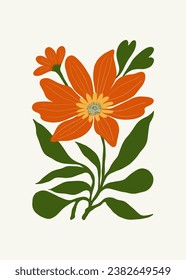 Floral abstract elements. Botanical composition. Modern trendy Matisse minimal style. Floral poster, invite. Vector arrangements for greeting card or invitation design