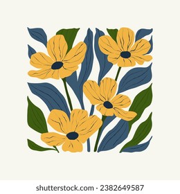 Floral abstract elements. Botanical composition. Modern trendy Matisse minimal style. Floral poster, invite. Vector arrangements for greeting card or invitation design