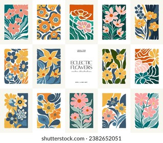 Floral abstract elements. Botanical composition. Modern trendy Matisse minimal style. Floral poster, invite. Vector arrangements for greeting card or invitation design - Shutterstock ID 2382652051