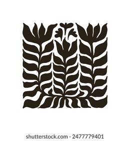 Floral abstract elements. Botanical composition. Modern trendy Matisse minimal style. Floral poster, invite. Vector arrangements for greeting card or invitation design