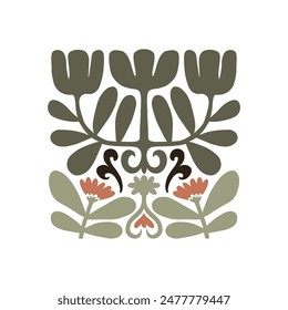 Floral abstract elements. Botanical composition. Modern trendy Matisse minimal style. Floral poster, invite. Vector arrangements for greeting card or invitation design