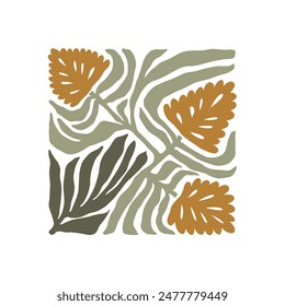 Floral abstract elements. Botanical composition. Modern trendy Matisse minimal style. Floral poster, invite. Vector arrangements for greeting card or invitation design