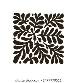 Floral abstract elements. Botanical composition. Modern trendy Matisse minimal style. Floral poster, invite. Vector arrangements for greeting card or invitation design