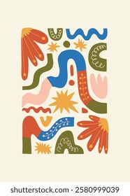Floral abstract elements. Botanical composition. Modern trendy Matisse minimal style. Floral poster, invite. Vector arrangements for greeting card or invitation design