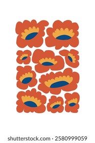Floral abstract elements. Botanical composition. Modern trendy Matisse minimal style. Floral poster, invite. Vector arrangements for greeting card or invitation design