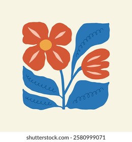 Floral abstract elements. Botanical composition. Modern trendy Matisse minimal style. Floral poster, invite. Vector arrangements for greeting card or invitation design
