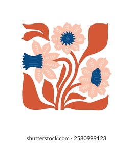 Floral abstract elements. Botanical composition. Modern trendy Matisse minimal style. Floral poster, invite. Vector arrangements for greeting card or invitation design