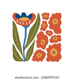 Floral abstract elements. Botanical composition. Modern trendy Matisse minimal style. Floral poster, invite. Vector arrangements for greeting card or invitation design