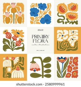Floral abstract elements. Botanical composition. Modern trendy Matisse minimal style. Floral poster, invite. Vector arrangements for greeting card or invitation design