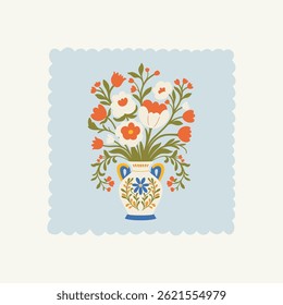 Floral abstract elements. Botanical composition. Modern trendy Matisse minimal style. Floral poster, invite. Vector arrangements for greeting card or invitation design