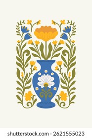 Floral abstract elements. Botanical composition. Modern trendy Matisse minimal style. Floral poster, invite. Vector arrangements for greeting card or invitation design